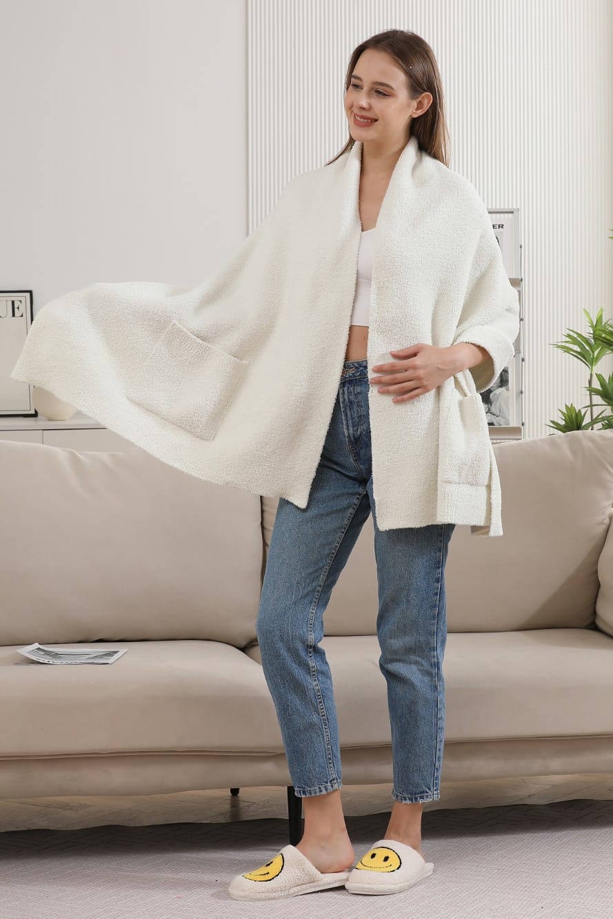 JCL6212 Open Shawl Cardigan with Pockets - MiMi Wholesale