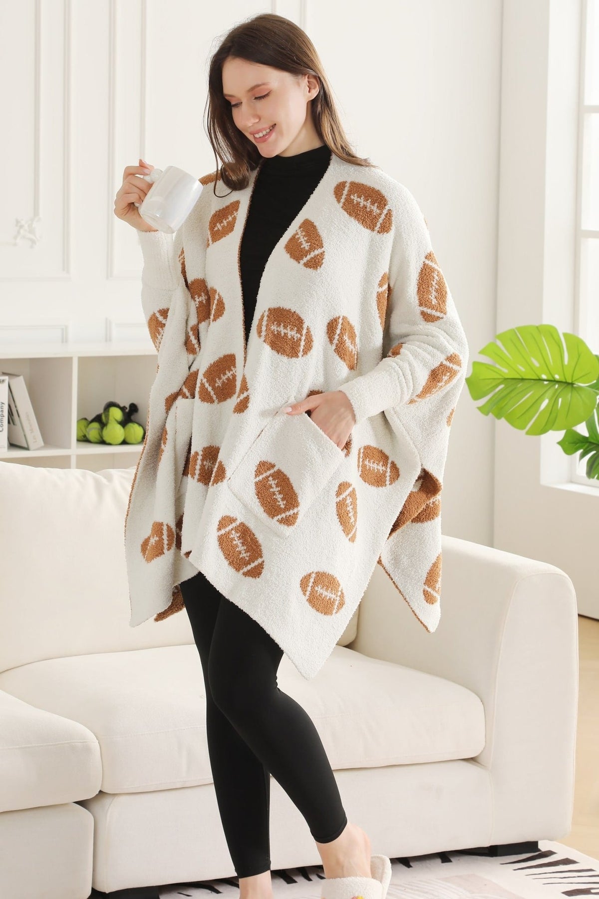 JCL6292-02 Fiona Football Wearable Blanket with Pockets - MiMi Wholesale