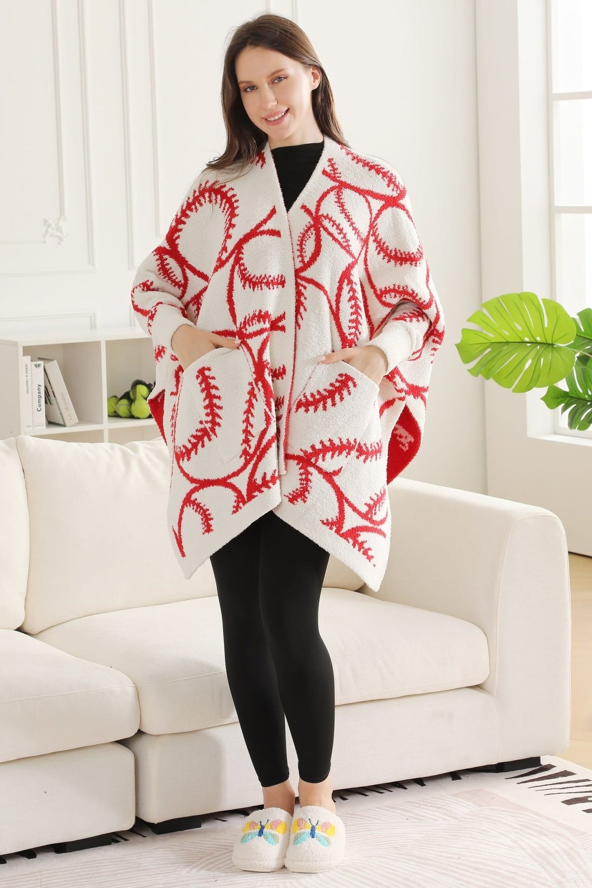 JCL6292-03 Bella Baseball Wearable Blanket with Pockets - MiMi Wholesale