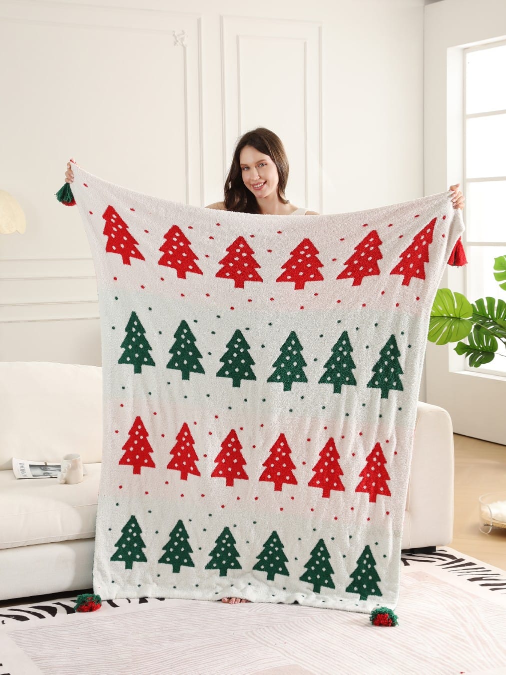 JCL6304 Christmas Tassel Throw Blanket - MiMi Wholesale