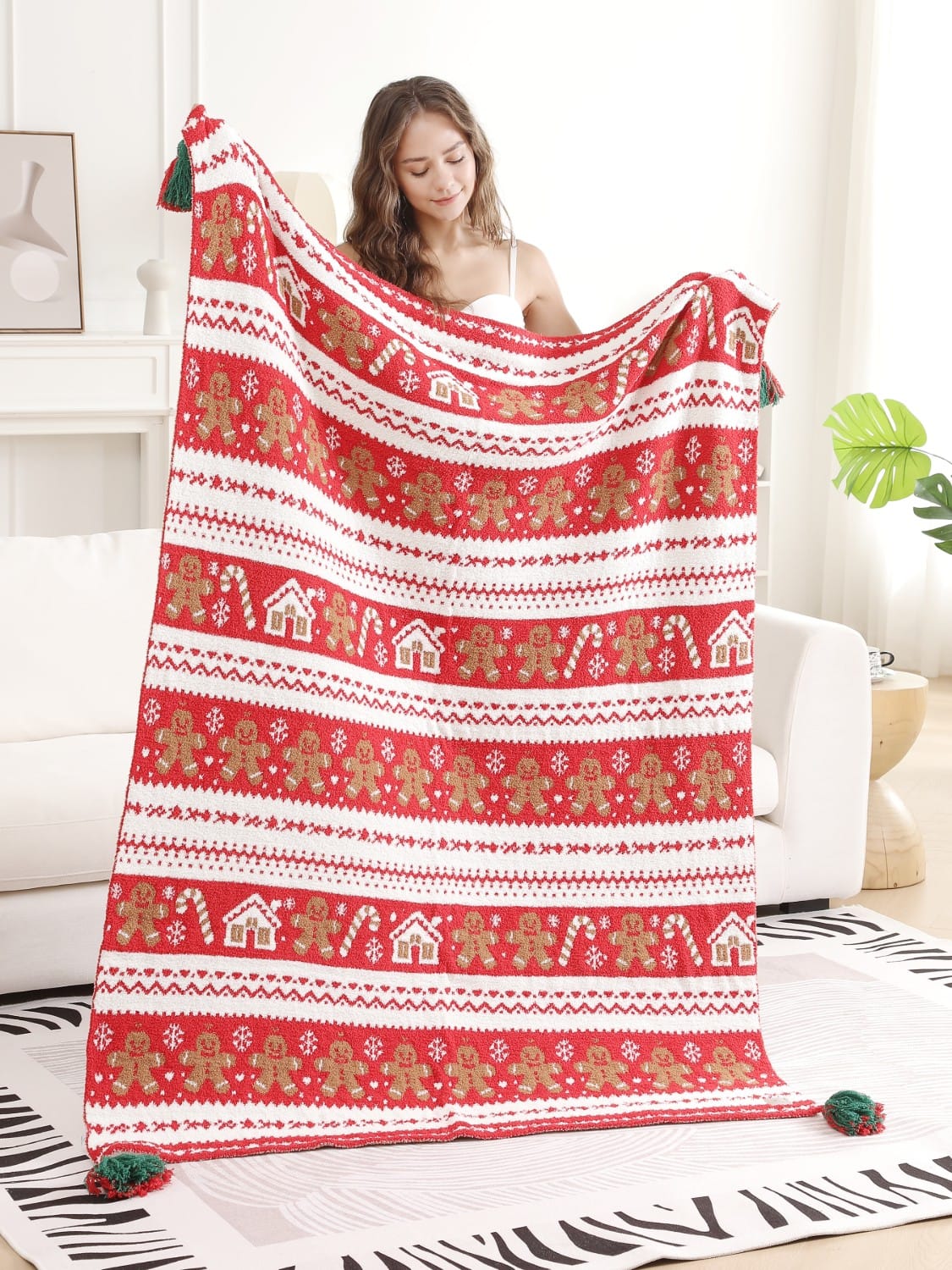 JCL6304 Christmas Tassel Throw Blanket - MiMi Wholesale