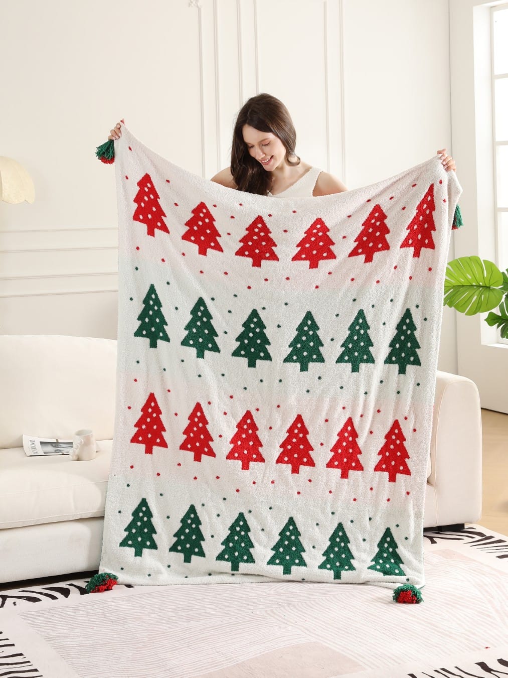 JCL6304 Christmas Tassel Throw Blanket - MiMi Wholesale