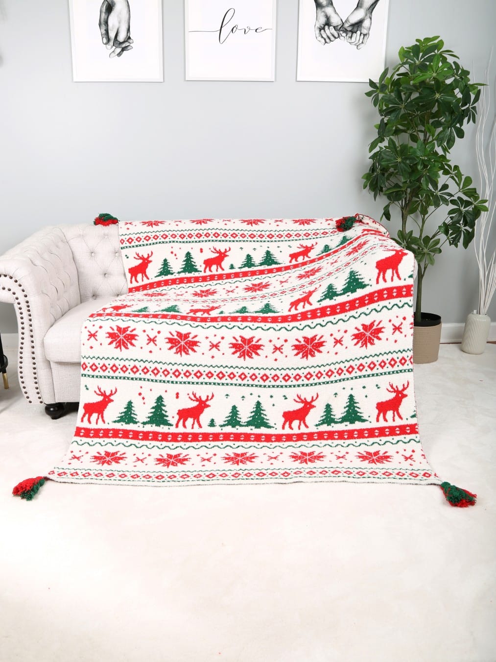 JCL6304 Christmas Tassel Throw Blanket - MiMi Wholesale