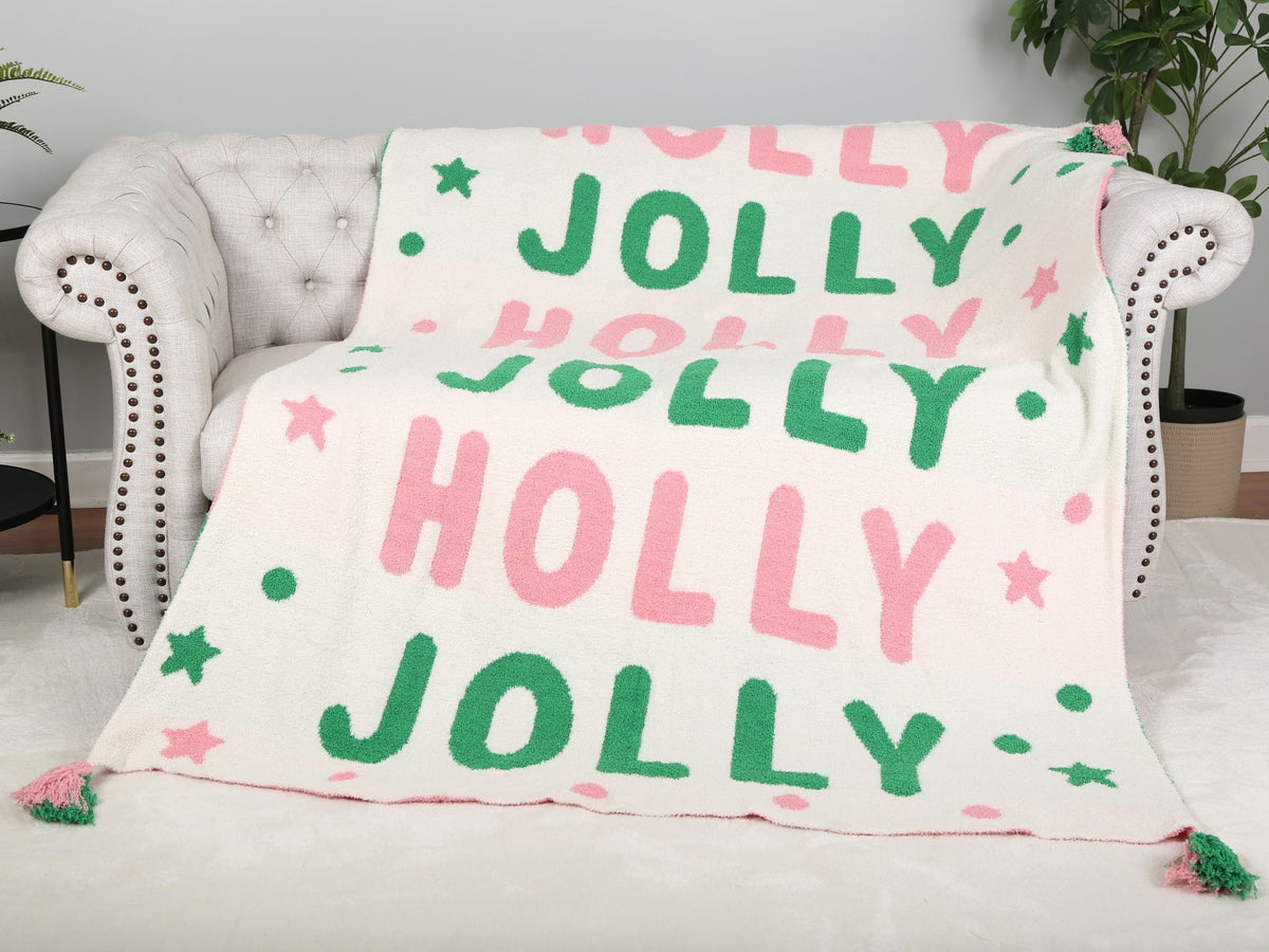 JCL6307 Holly Jolly Tassel Throw Blanket - MiMi Wholesale