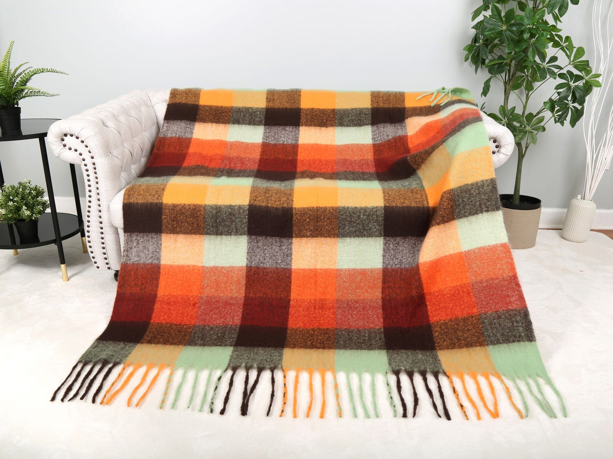 JCL6341 Brushed Plaid Throw Blanket with Fringe - MiMi Wholesale