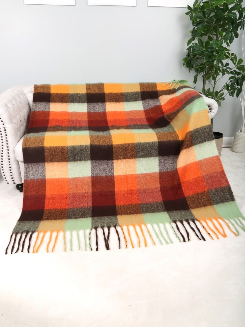 JCL6341 Brushed Plaid Throw Blanket with Fringe - MiMi Wholesale