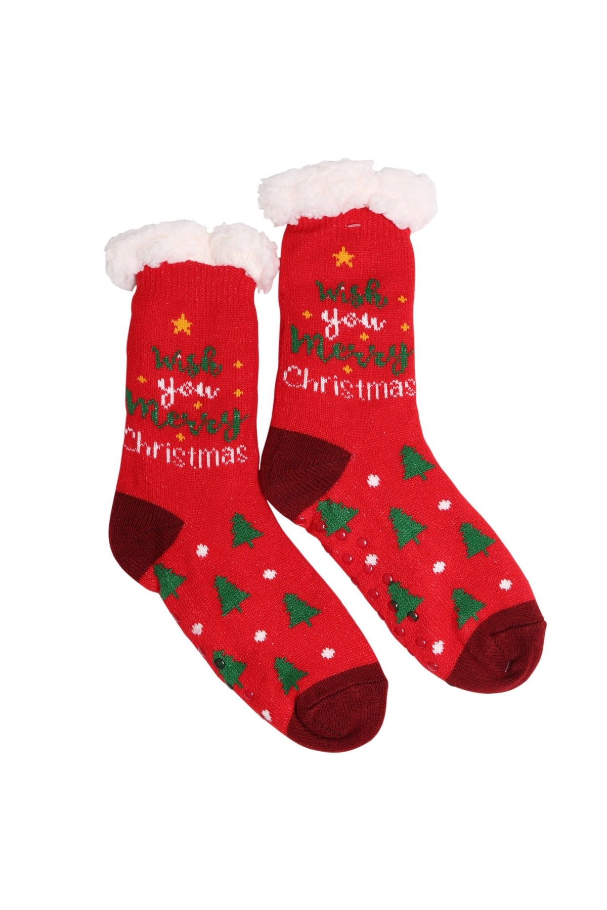 JCS208 6 Piece Assorted Christmas Grip Sherpa Socks Pack - MiMi Wholesale