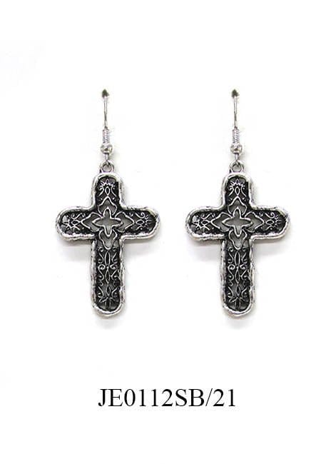 JE0112 Vintage Cross Drop Earrings - MiMi Wholesale