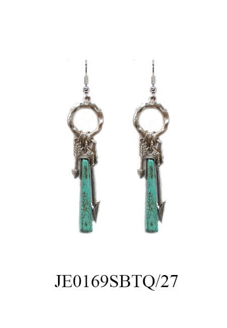 JE0169 Arrow Charm Turquoise Dangle Earrings - MiMi Wholesale