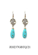 JE0237 Shotgun Shell Turquoise Dangle Earrings - MiMi Wholesale