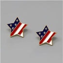 JE23085 Star American Flag Stud Earrings - MiMi Wholesale