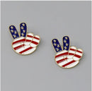 JE23086 Peace Sign American Flag Stud Earrings - MiMi Wholesale