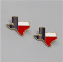 JE23087 Texas American Flag Stud Earrings - MiMi Wholesale