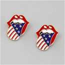 JE23095 Rolling Stone American Flag Stud Earrings - MiMi Wholesale