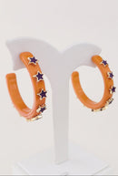 JE23129 Gameday Hoop Earring with Star - MiMi Wholesale