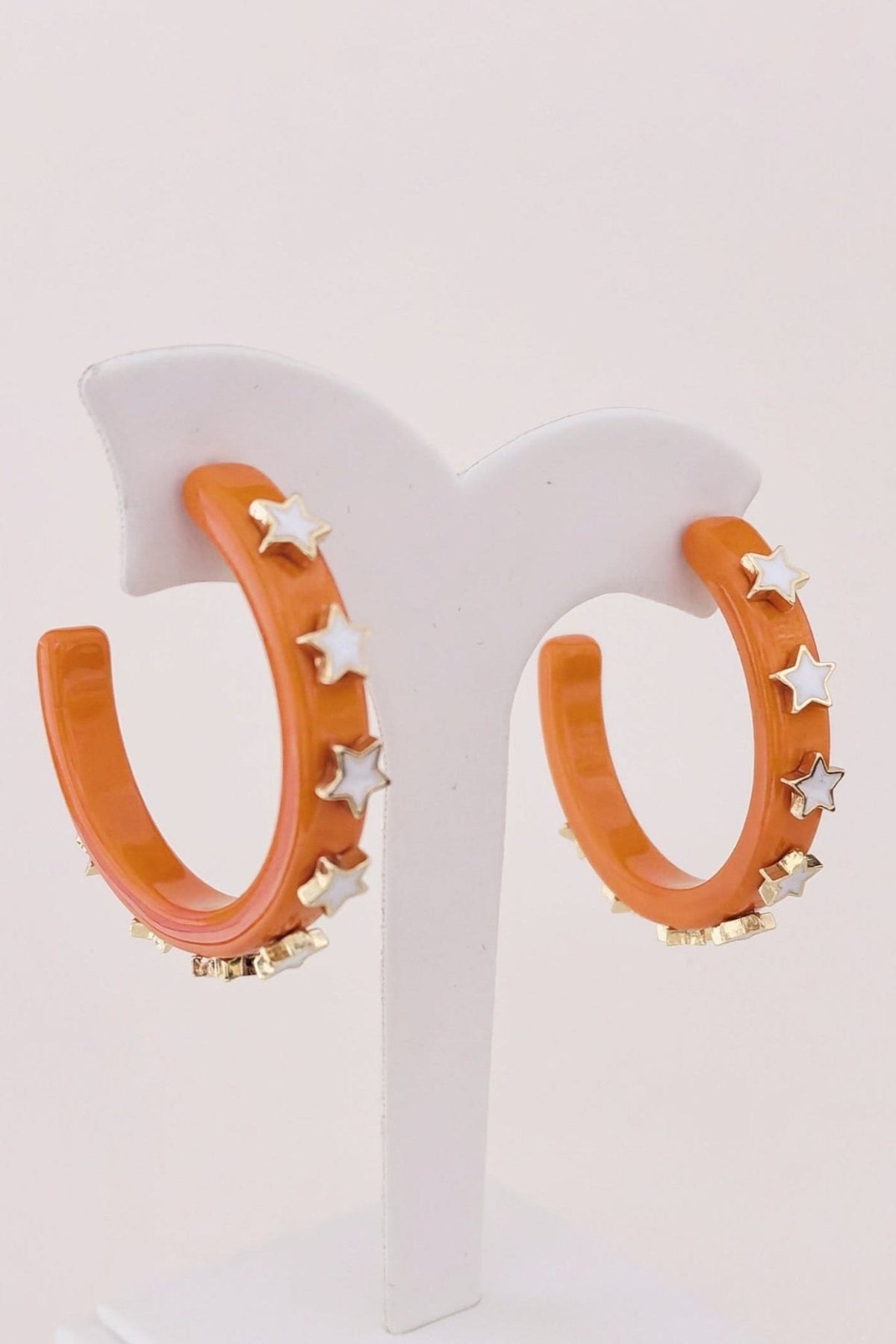 JE23129 Gameday Hoop Earring with Star - MiMi Wholesale