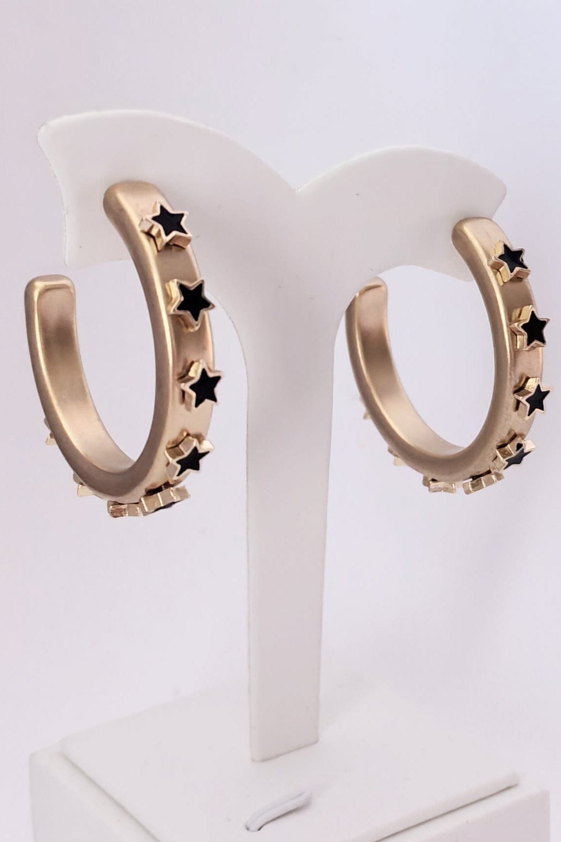 JE23129 Gameday Hoop Earring with Star - MiMi Wholesale
