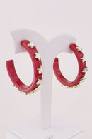 JE23129 Gameday Hoop Earring with Star - MiMi Wholesale
