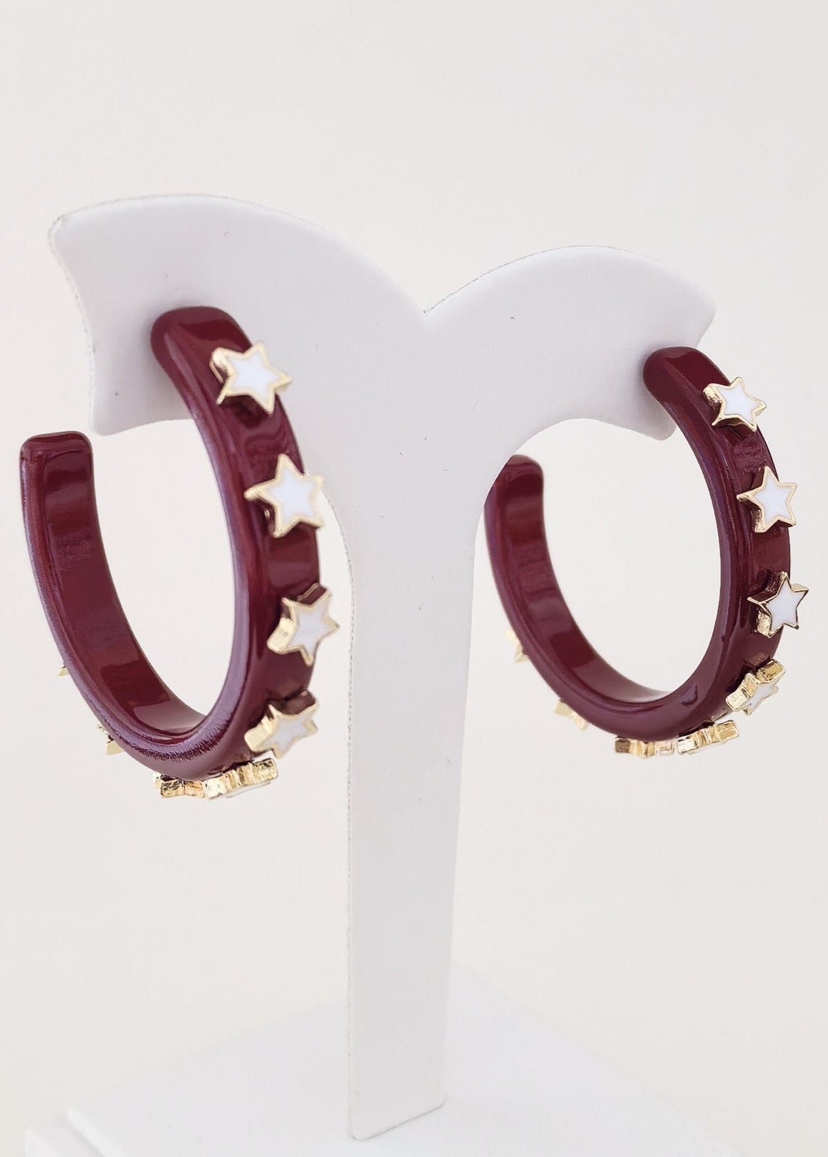 JE23129 Gameday Hoop Earring with Star - MiMi Wholesale