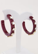 JE23129 Gameday Hoop Earring with Star - MiMi Wholesale