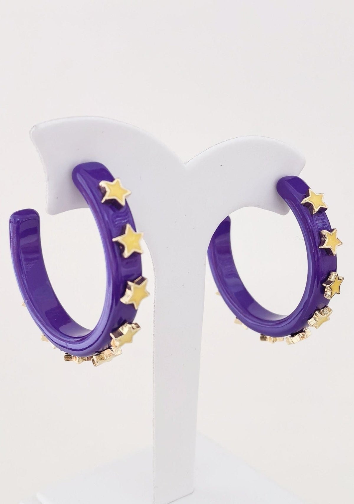 JE23129 Gameday Hoop Earring with Star - MiMi Wholesale