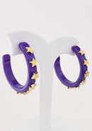 JE23129 Gameday Hoop Earring with Star - MiMi Wholesale