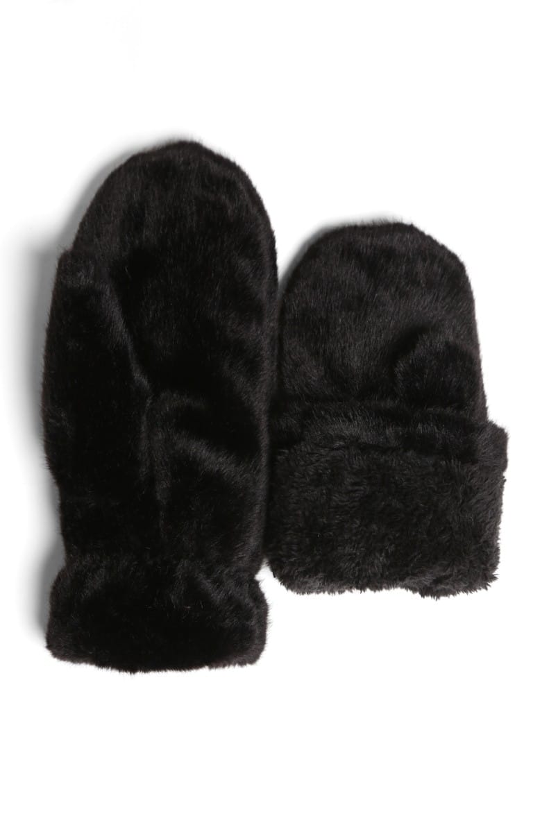 JG905 Solid Faux Fur Mittens - MiMi Wholesale