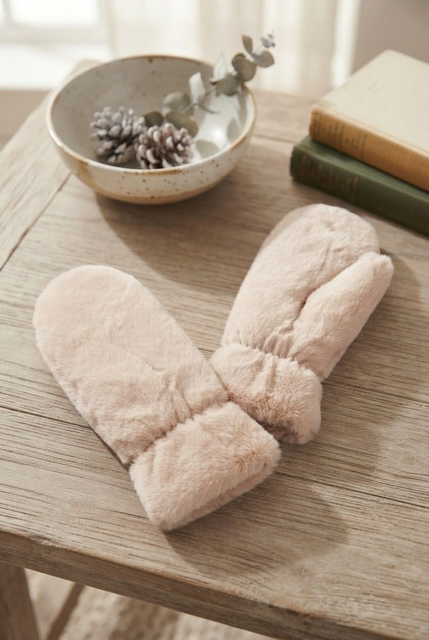 JG905 Solid Faux Fur Mittens - MiMi Wholesale