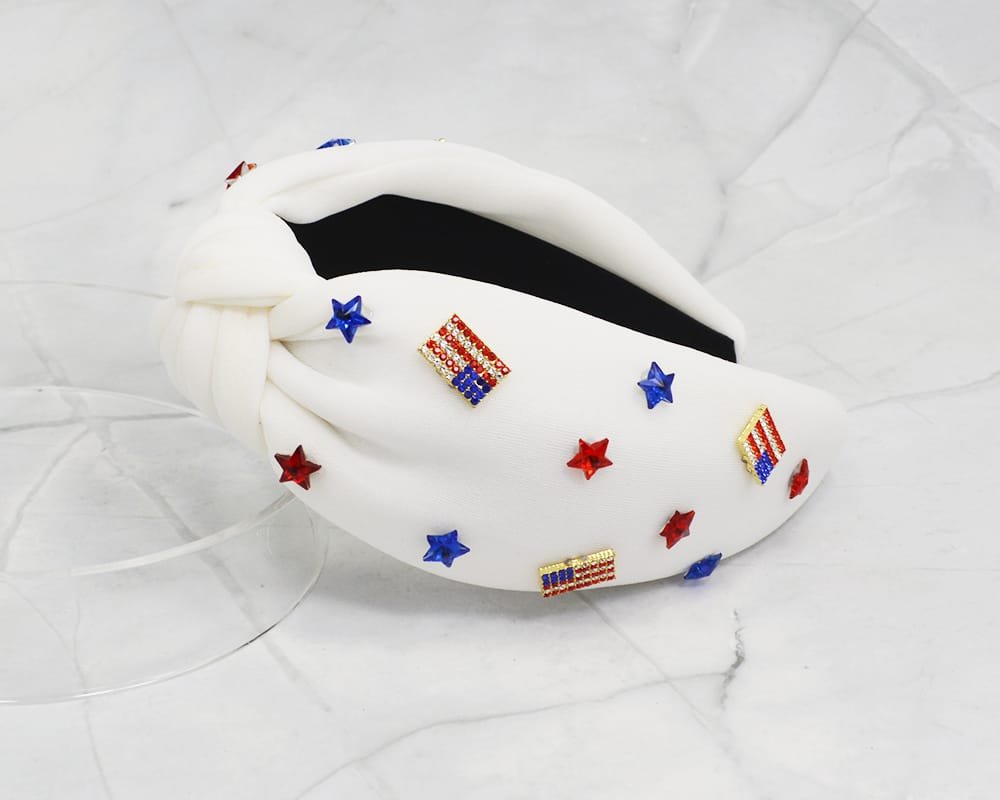 JHB1152 American Flag Star Knotted Headband - MiMi Wholesale