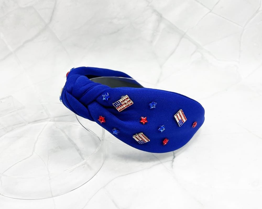 JHB1152 American Flag Star Knotted Headband - MiMi Wholesale