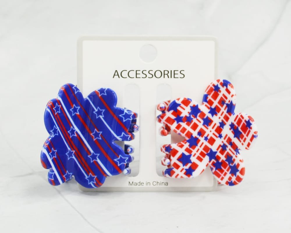 JHB1159 American Flag Flower Hairclip - MiMi Wholesale