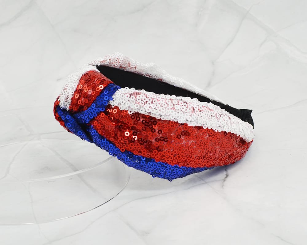 JHB1164 4th of July Sequin Knotted Headband - MiMi Wholesale
