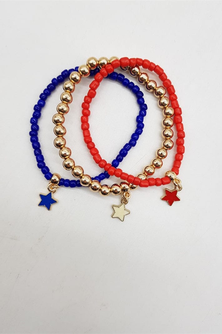 JKB2073 Americana Red Gold Blue Bracelet Set - MiMi Wholesale