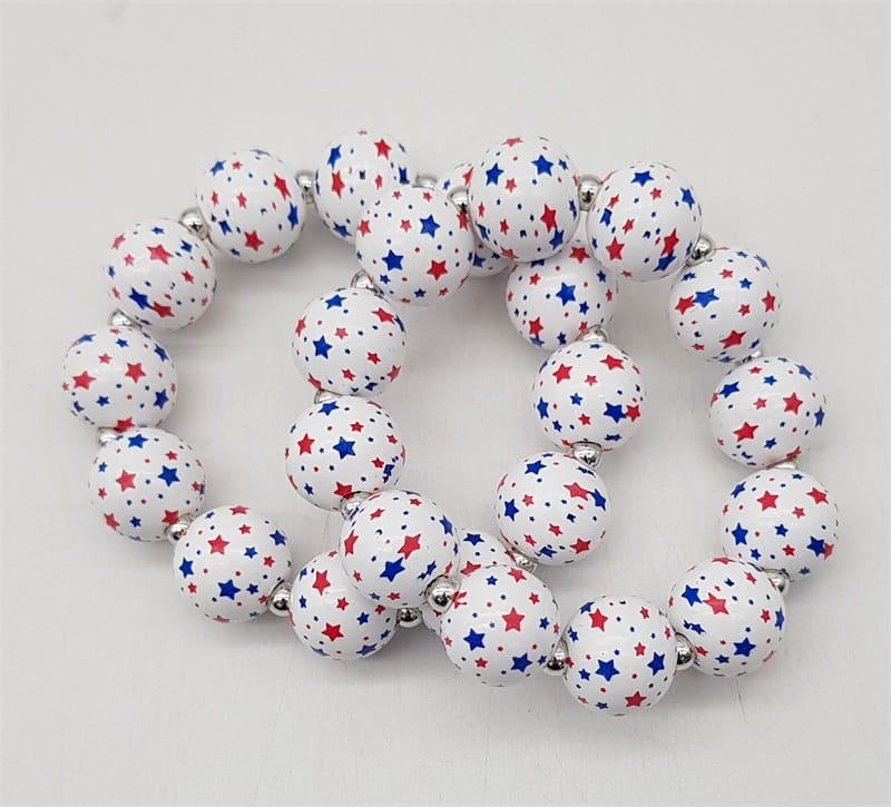 JKB2099 Americana Wooden Ball Stretch Bracelet Set - MiMi Wholesale