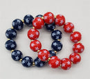 JKB2100 Americana Wooden Ball Stretch Bracelet Set - MiMi Wholesale