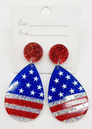 JKE2225 Americana Flag Acetate Earrings - MiMi Wholesale