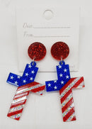 JKE2227 Americana Cross Acetate Earrings - MiMi Wholesale
