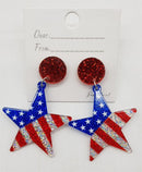 JKE2229 Americana Star Acetate Earrings - MiMi Wholesale