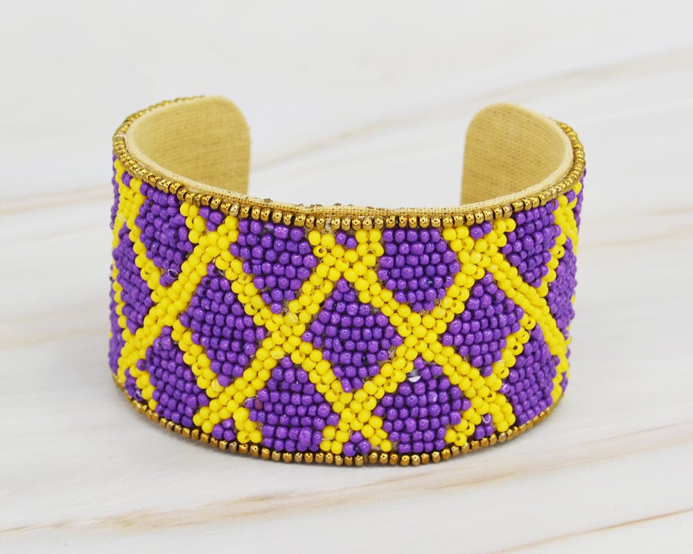 JMB1002 Gameday X Cross Beaded Cuff - MiMi Wholesale