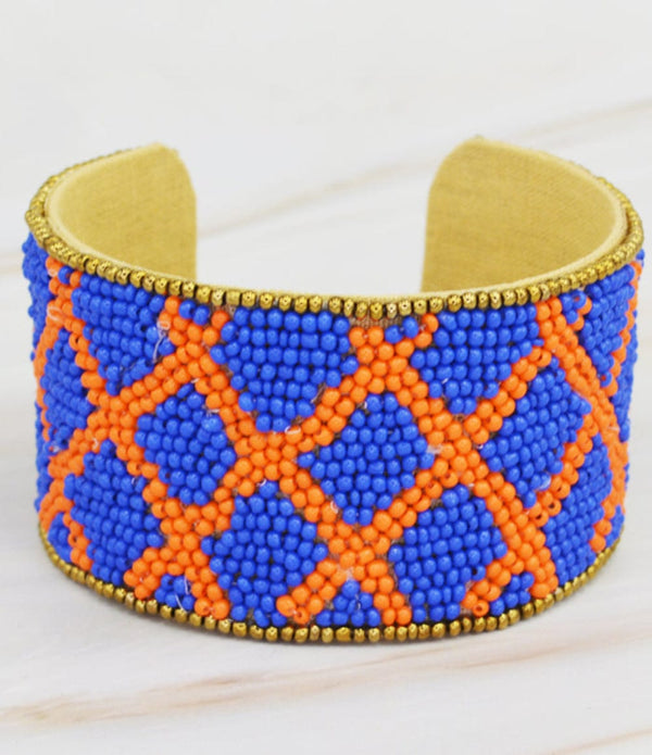 JMB1002 Gameday X Cross Beaded Cuff - MiMi Wholesale