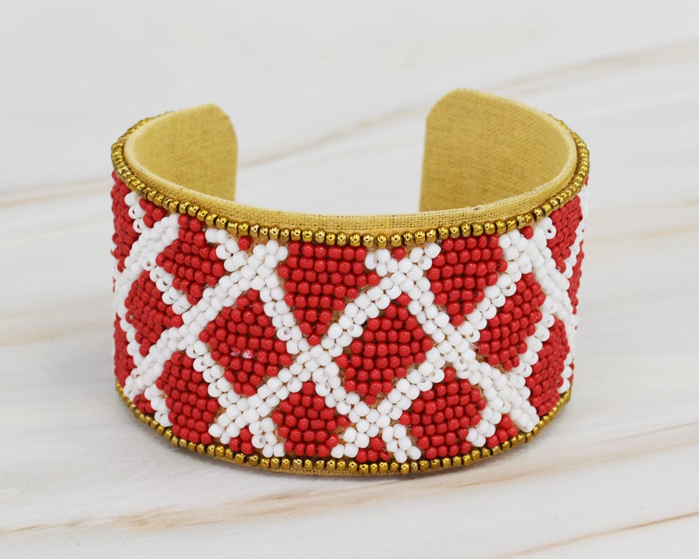 JMB1002 Gameday X Cross Beaded Cuff - MiMi Wholesale