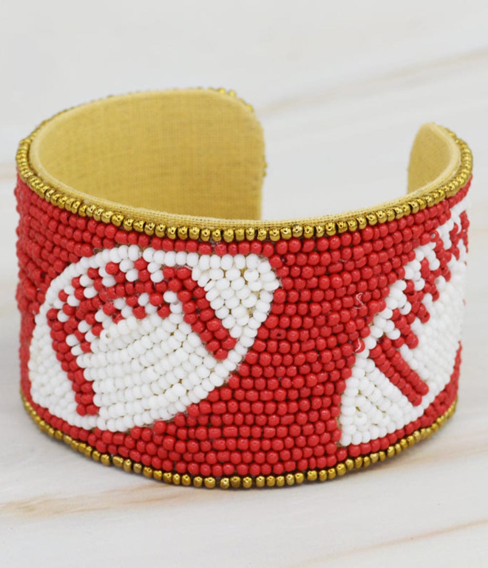 JMB1003 Gameday Football Beaded Cuff - MiMi Wholesale
