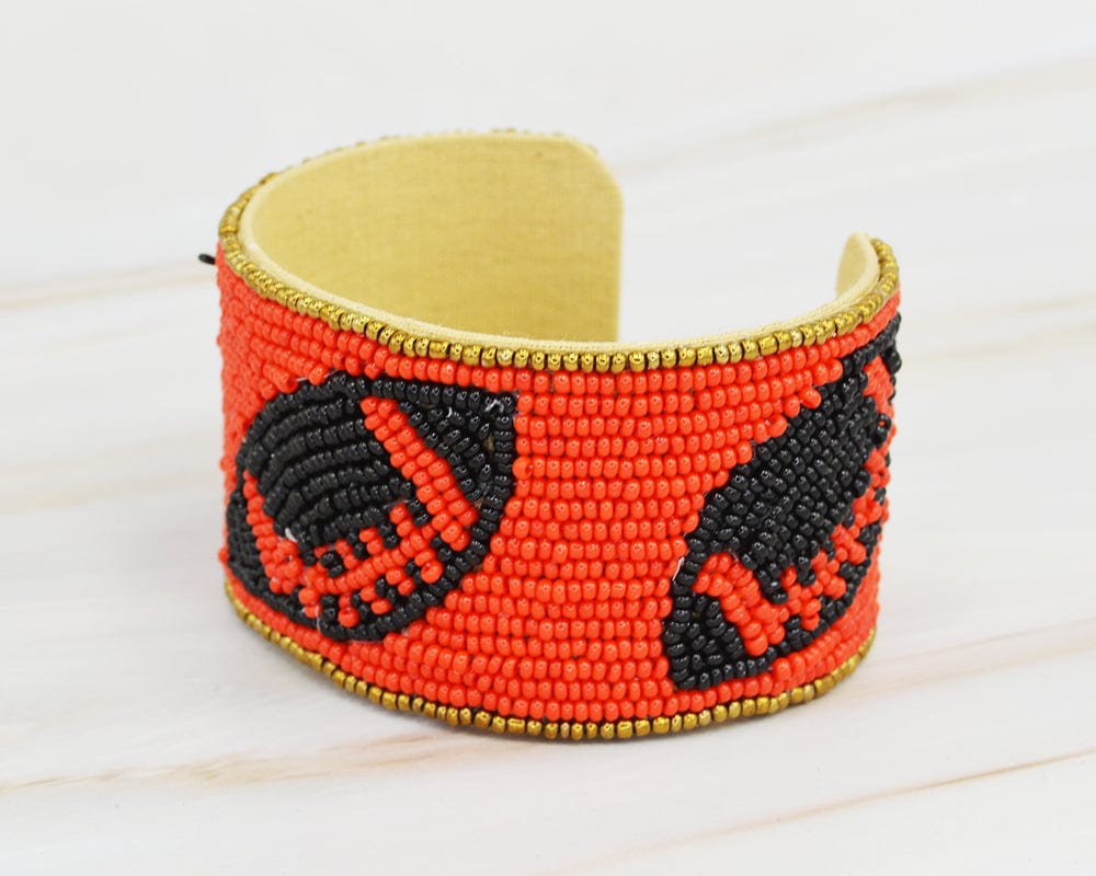 JMB1003 Gameday Football Beaded Cuff - MiMi Wholesale