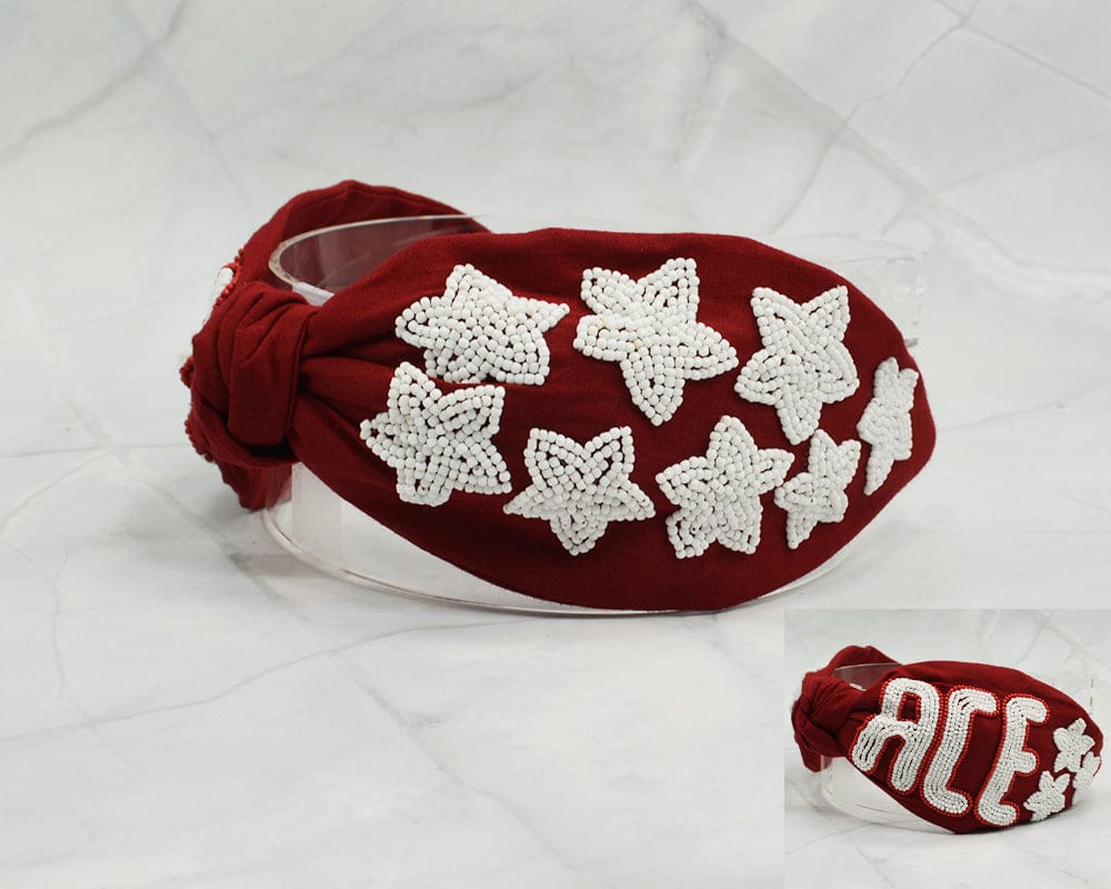 JMH1004 Gameday Beaded Ace and Star Headband - MiMi Wholesale