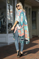 JP2211 Karlie Abstract Print Kimono - MiMi Wholesale