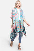 JP2211 Karlie Abstract Print Kimono - MiMi Wholesale
