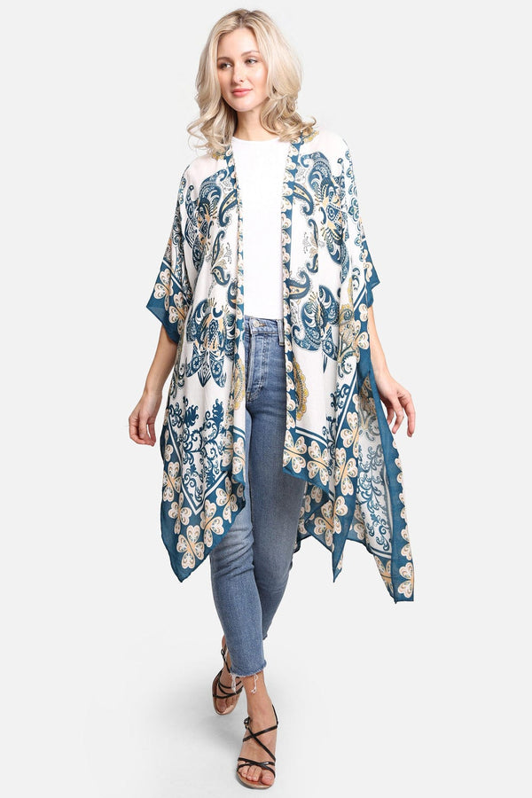 JP2258 Hayley Paisley Print Kimono - MiMi Wholesale