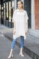 JP5009 Oversized Long Sleeveless Button Up Shirt - MiMi Wholesale