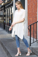 JP5009 Oversized Long Sleeveless Button Up Shirt - MiMi Wholesale