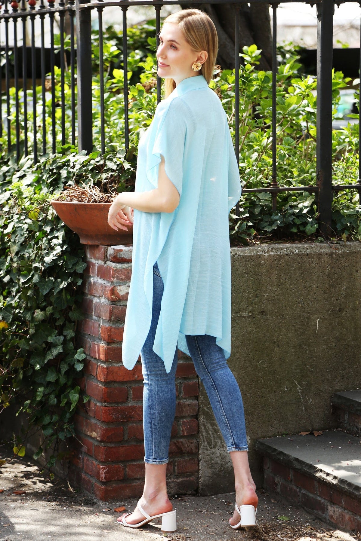 JP5009 Oversized Long Sleeveless Button Up Shirt - MiMi Wholesale